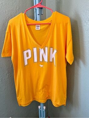 PINK Victoria's Secret Yellow Logo Tee